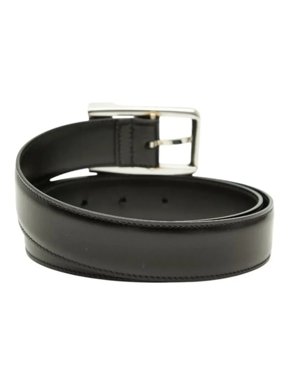 Gucci Sherry Line Square Logo Buckle Belt Black Silver Leather